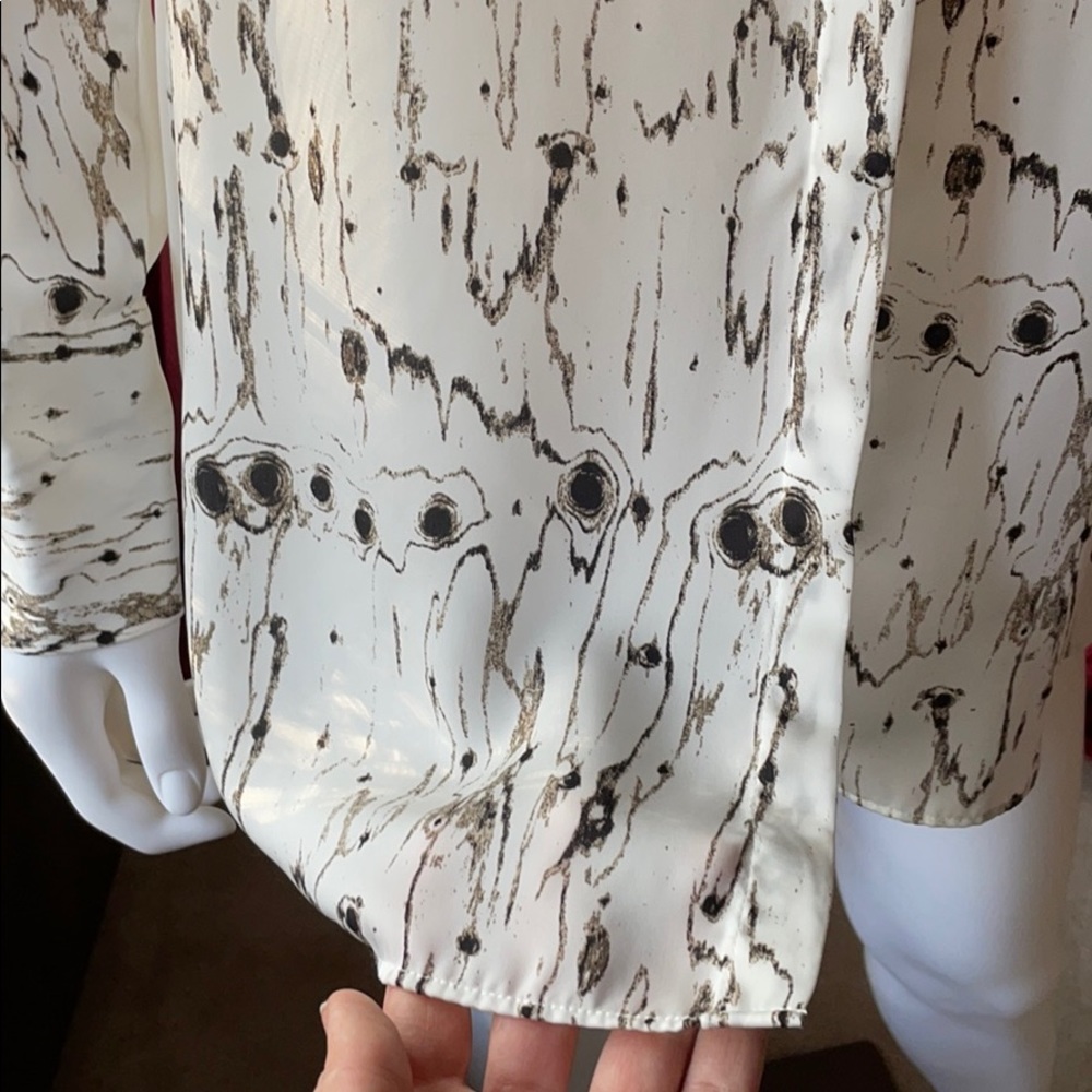 Dkny Button Up Patterned Blouse Size S - image 3